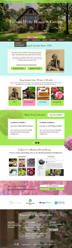 Image of the Eudora Welty House and Garden Website Home Page