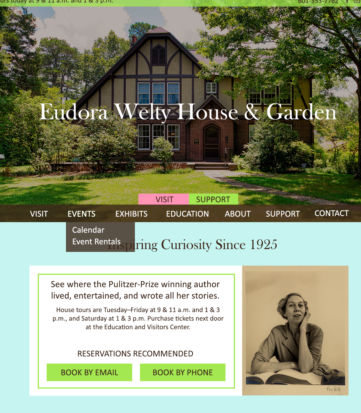 Image of the Eudora Welty House and Garden Website Home Page